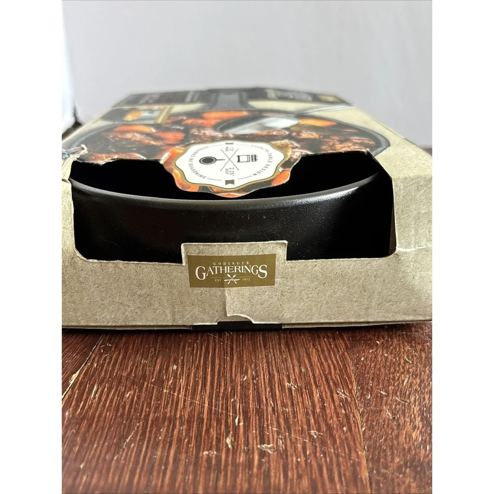 Godinger Gatherings BLACK Cast Iron-Look‎ Porcelain Bowl 7 Inch New Damaged Box